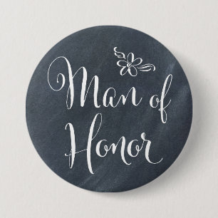 Chalkboard Man of Honor Pinback Button