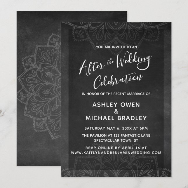 Chalkboard & Mandala After Wedding Celebration Invitation (Front/Back)