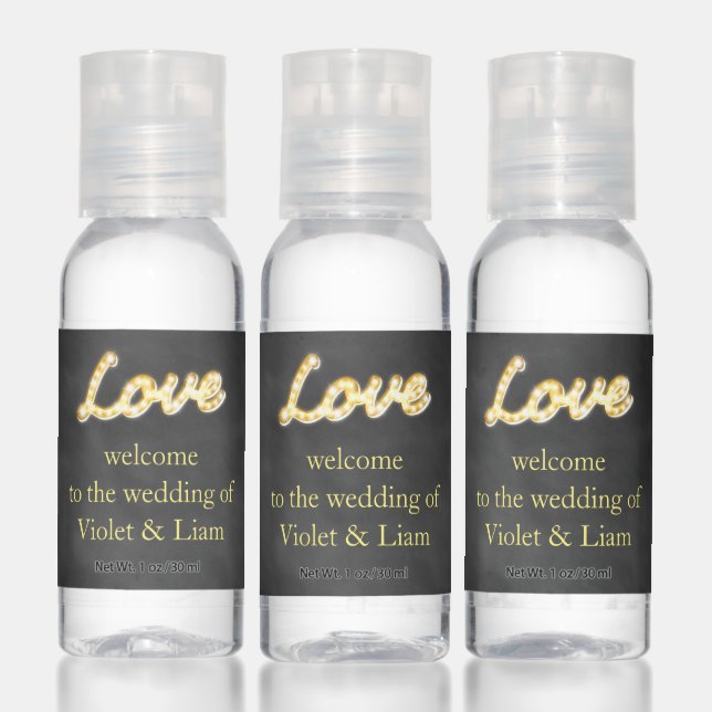 Chalkboard Marquee Lights Wedding Hand Sanitizer (Set)