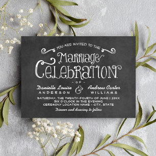 Chalkboard Marriage Celebration Wedding Invitation