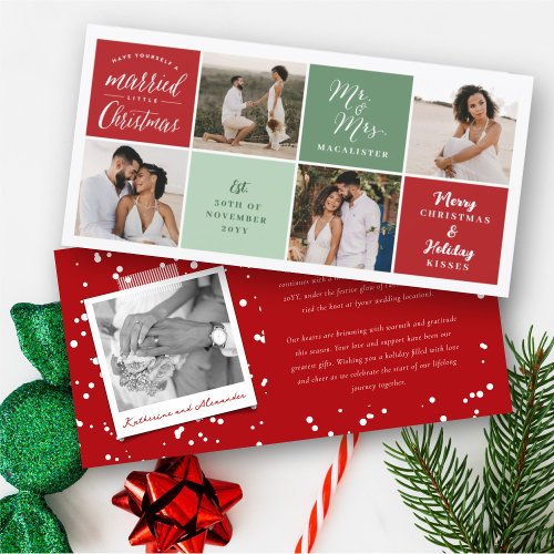 Chalkboard Married Little Christmas Photo Wedding Holiday Card