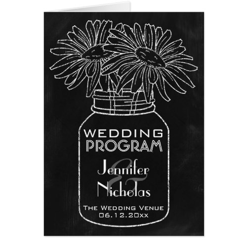 Chalkboard _ Mason Jar and Daisies Wedding Program