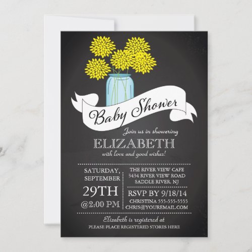 Chalkboard Mason Jar Baby Shower Invitation