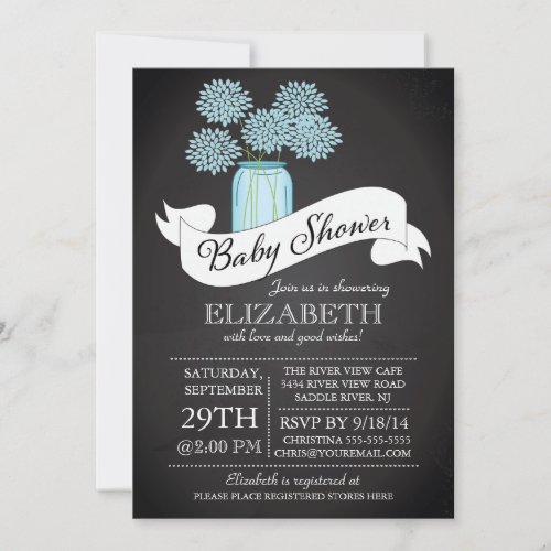 Chalkboard Mason Jar Baby Shower Invitation