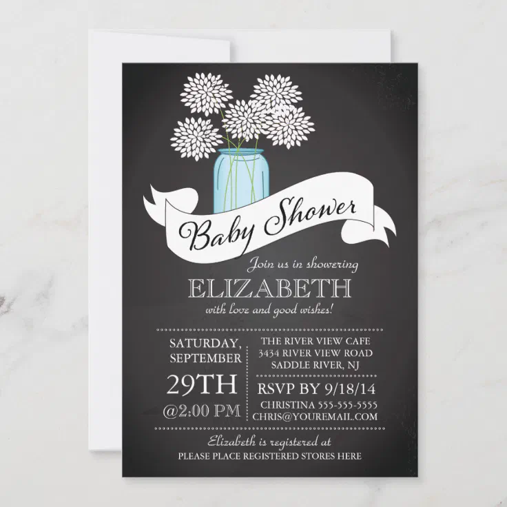 Chalkboard Mason Jar Baby Shower Invitation Zazzle