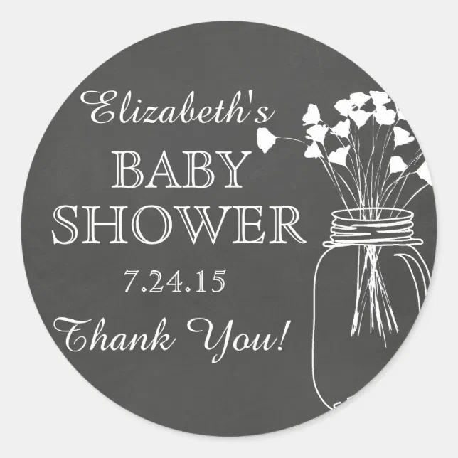Chalkboard Mason Jar Baby Shower Sticker Zazzle