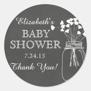 Chalkboard Mason Jar Baby Shower Sticker