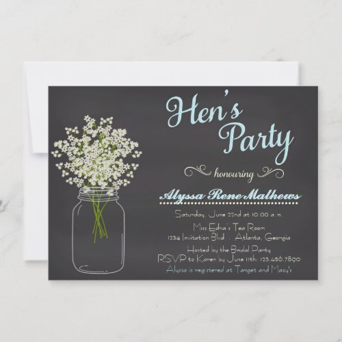 [CWR Emma C] Chalkboard Mason Jar Baby's Breath Personalized Announcements