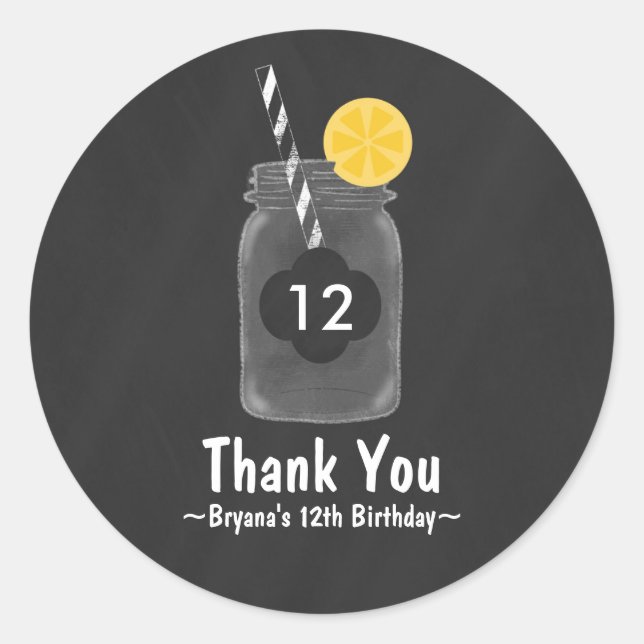 Chalkboard Mason Jar Birthday Party Favor Sticker (Front)
