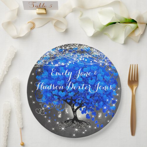 Chalkboard Mason Jar Blue Heart Leaf Firefly Paper Plates