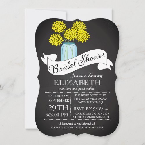 Chalkboard Mason Jar Bridal Shower Invitation