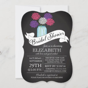 Chalkboard Mason Jar Bridal Shower Invitation