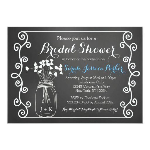 Chalkboard Mason Jar Bridal Shower Invitations 3