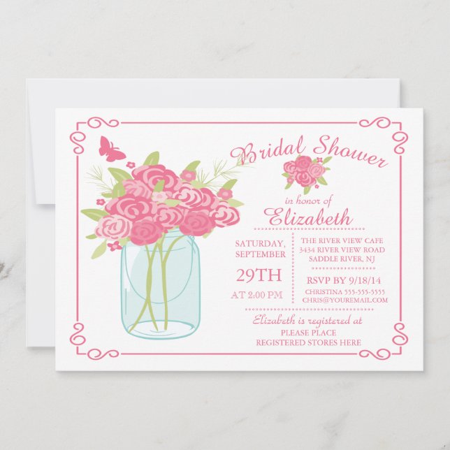 Chalkboard Mason Jar Bridal Shower Invitation (Front)