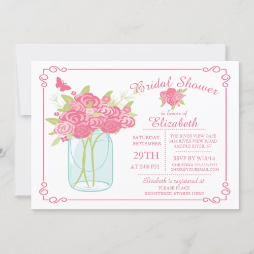 Chalkboard Mason Jar Bridal Shower Invitation