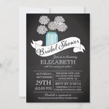 Chalkboard Mason Jar Bridal Shower Invitation by invitationstop at Zazzle