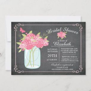 Chalkboard Mason Jar Bridal Shower Invitation