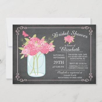 Chalkboard Mason Jar Bridal Shower Invitation by invitationstop at Zazzle