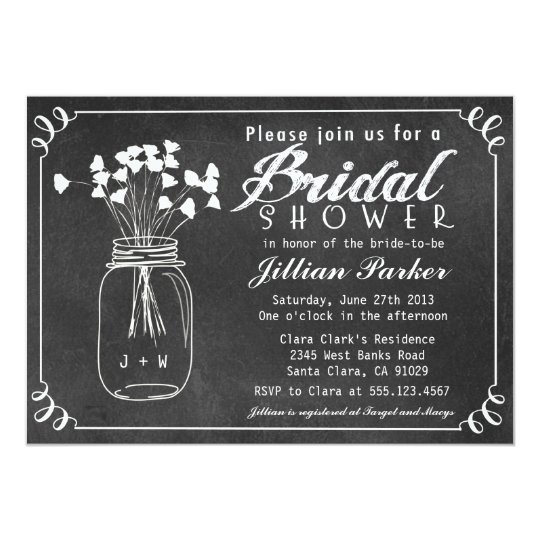 Chalkboard Mason Jar Bridal Shower Invitations 1