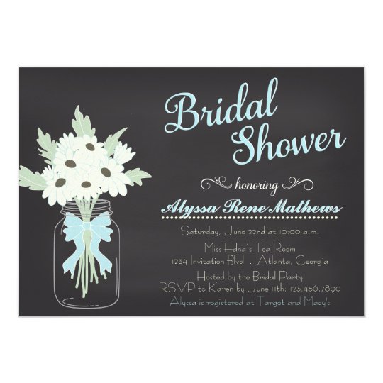 Chalkboard Mason Jar Bridal Shower Invitation