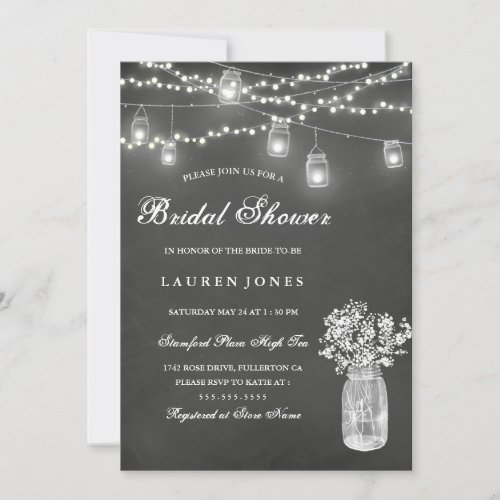 Chalkboard Mason Jar Bridal Shower Invitation