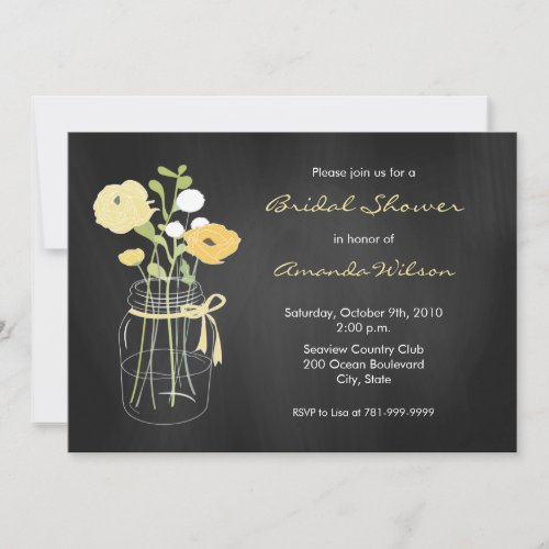 Chalkboard Mason Jar Bridal Shower Invitations