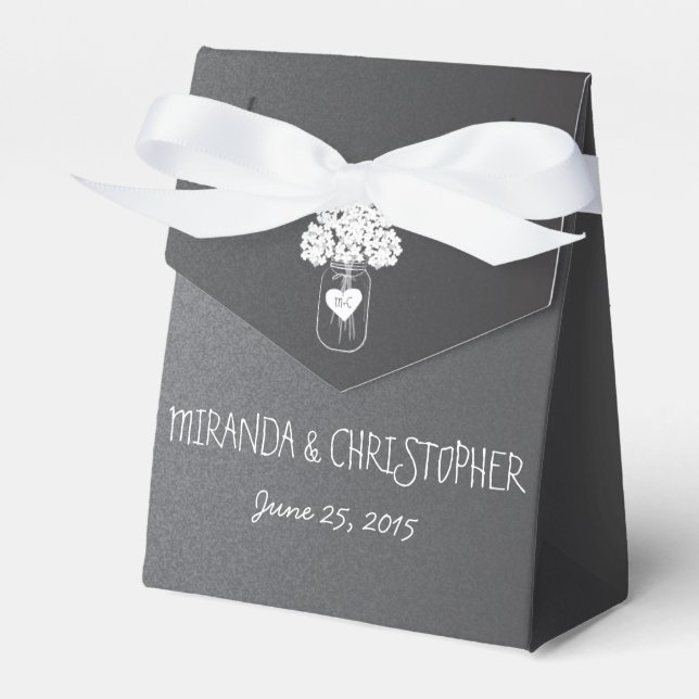 Chalkboard Mason Jar Floral Personalized Favor Box (Front Side)