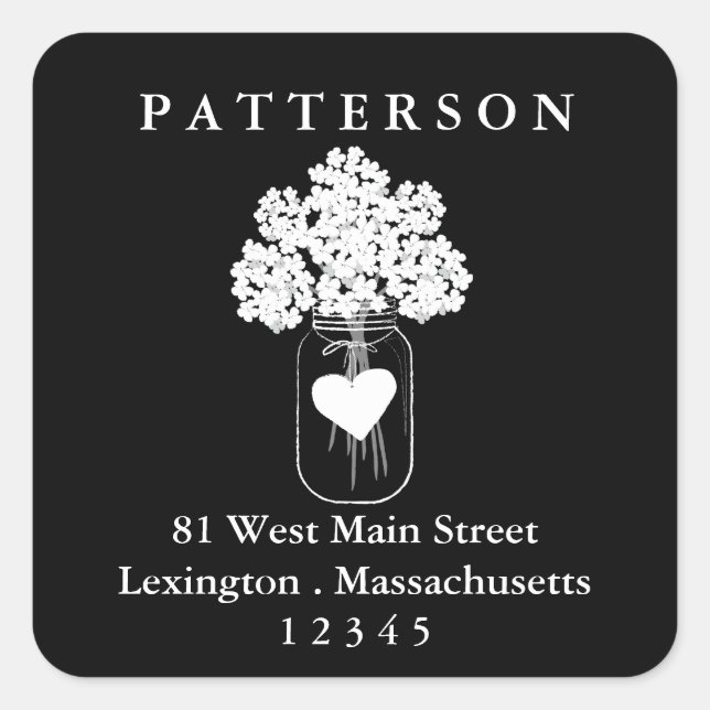 Chalkboard Mason Jar Floral Return Address Label (Front)
