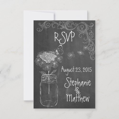 CHALKBOARD MASON JAR GARDEN WEDDING RSVP