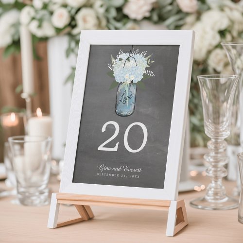 Chalkboard Mason Jar Hydrangeas  Table Number