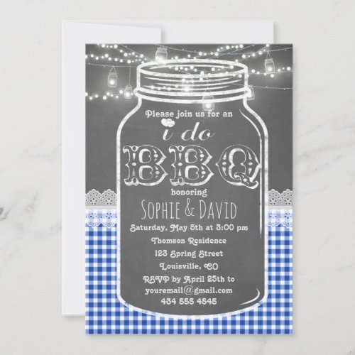 Chalkboard Mason Jar Old Wood I DO BBQ Invite