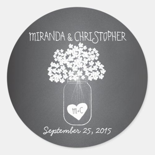 Chalkboard Mason Jar Personalized Favor Stickers