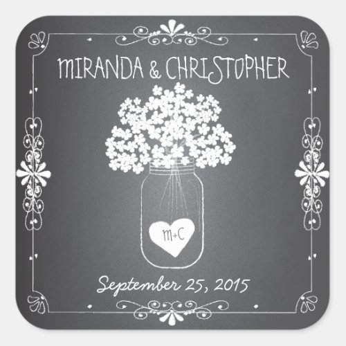 Chalkboard Mason Jar Personalized Favor Stickers