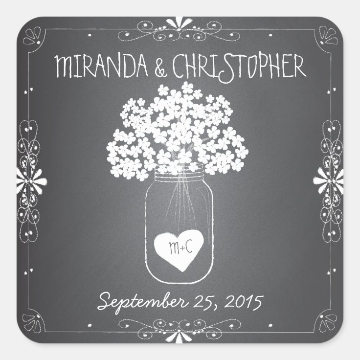 Chalkboard Mason Jar Personalized Favor Stickers Zazzle