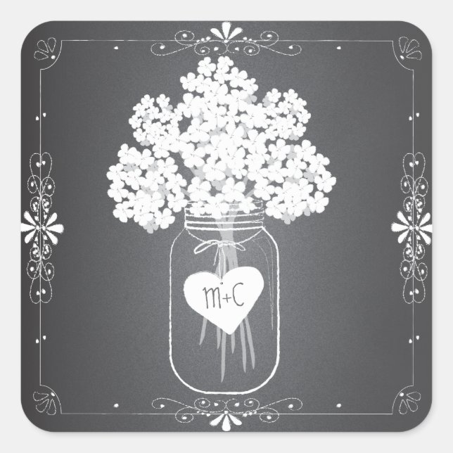 Chalkboard Mason Jar Personalized Favor Stickers (Front)