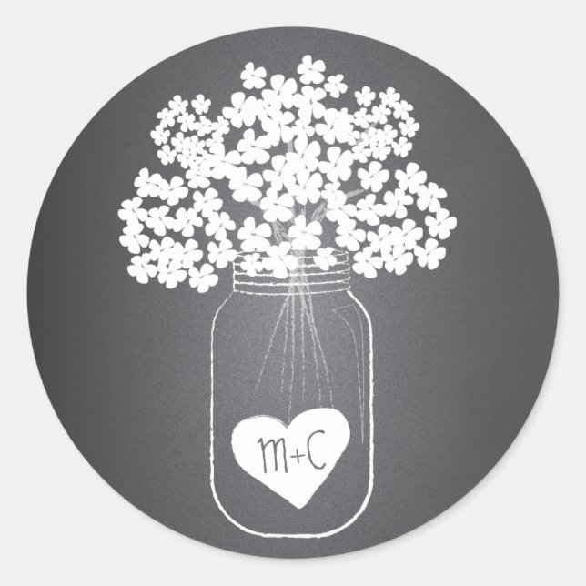 Chalkboard Mason Jar Personalized Favor Stickers (Front)