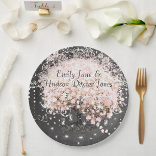 Chalkboard Mason Jar Pink Heart Leaf Firefly Paper Plates