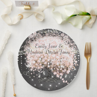 Chalkboard Mason Jar Pink Heart Leaf Firefly Paper Plates