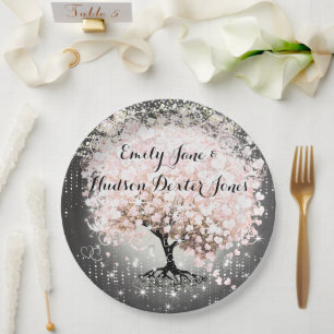 Chalkboard Mason Jar Pink Heart Leaf Firefly Paper Plates
