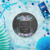 Chalkboard Mason Jar Purple Floral Bridal Shower Paper Plates (Party)