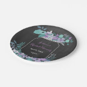 Chalkboard Mason Jar Purple Floral Bridal Shower Paper Plates (Angled)
