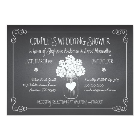 Chalkboard Mason Jar Rustic Couples Wedding Shower Card