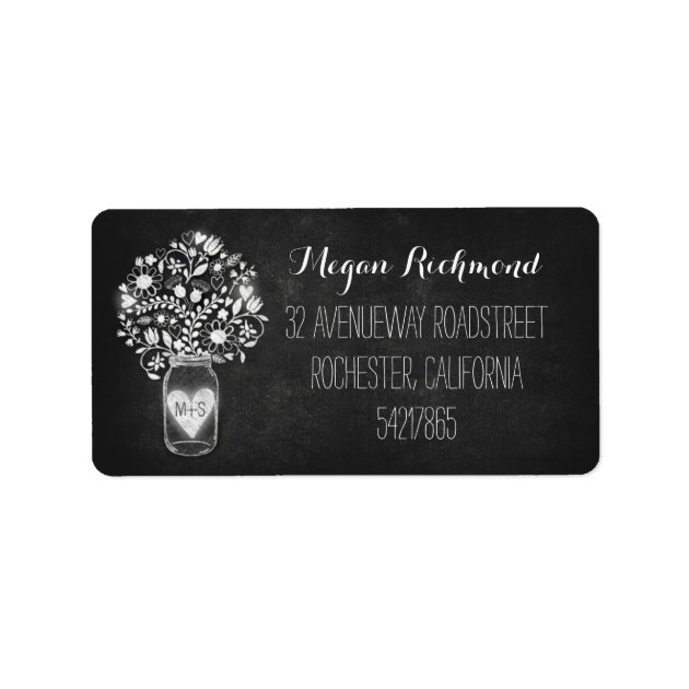 Chalkboard Mason Jar Rustic Wedding Address Labels