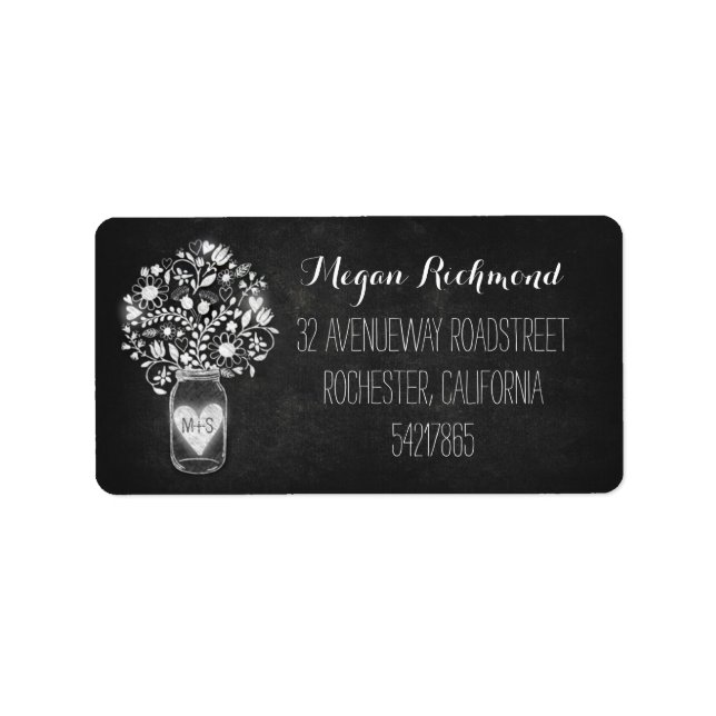 chalkboard mason jar rustic wedding address labels (Front)
