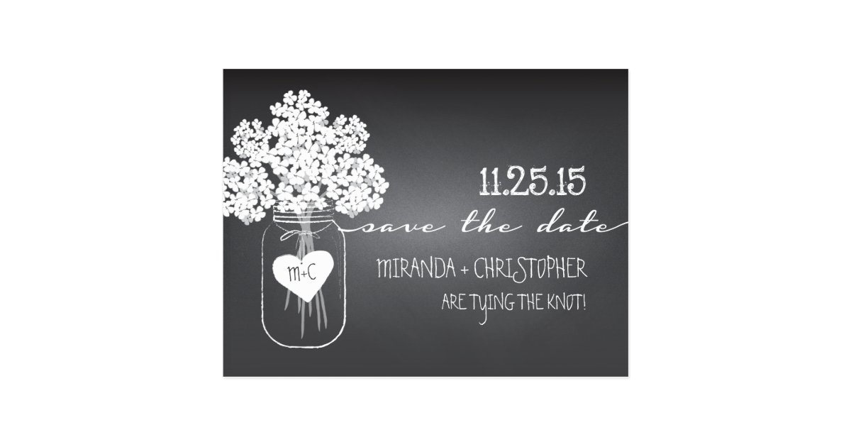 Chalkboard Mason Jar Save the Date Postcard | Zazzle.com Chalkboard Mason Jar Save the Date Postcard | Zazzle.com