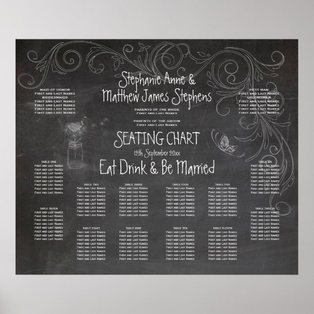 CHALKBOARD MASON JAR SEATING CHART (Front)