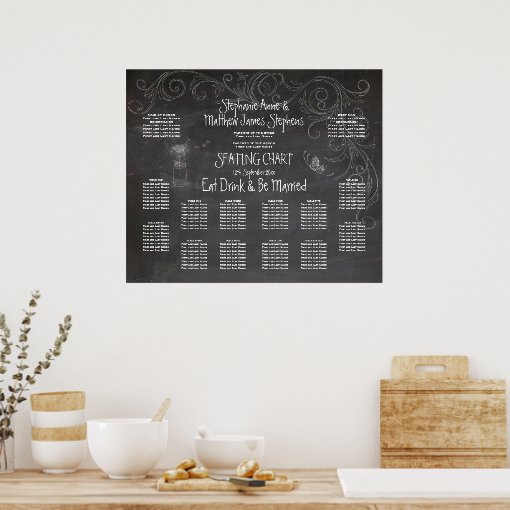 CHALKBOARD MASON JAR SEATING CHART | Zazzle
