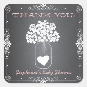 Chalkboard Mason Jar Thank You Favor Stickers