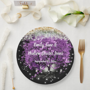 Chalkboard Mason Jar Ultra Violet Heart Leaf Tree Paper Plates
