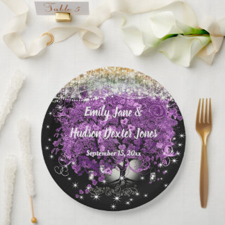 Chalkboard Mason Jar Ultra Violet Heart Leaf Tree Paper Plates